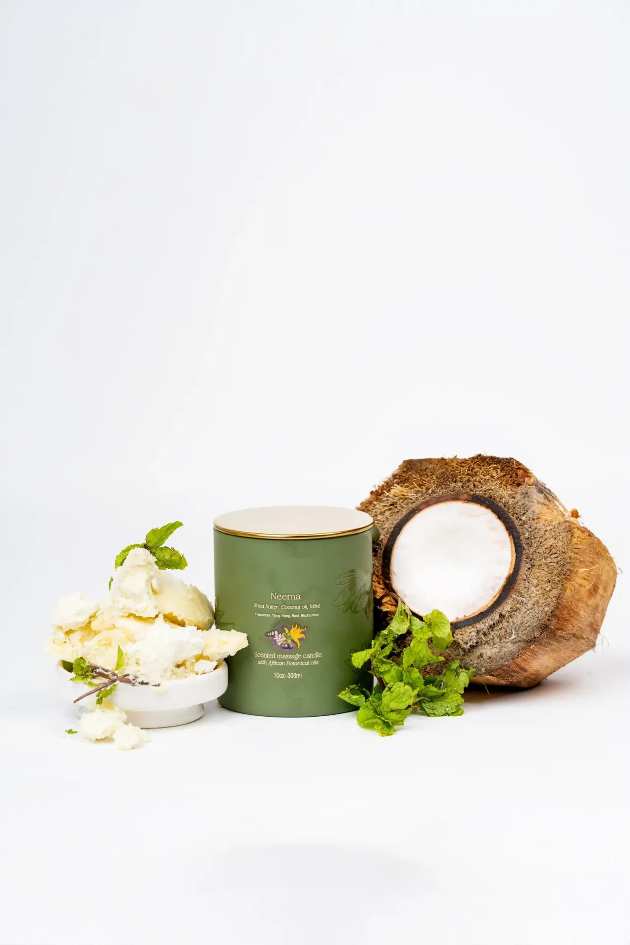 Bougie de massage au beurre brute de Karité & Huile de Coco 300g